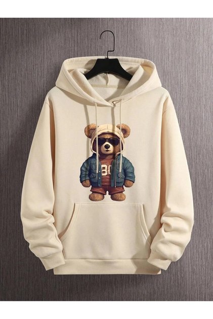 UNISEX Kapüşonlu Baskılı Büyük Beden Sweatshirt
