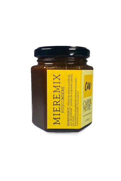 Miere de albine cu carob si unt de arahide 260g, RoscoMiere, CiocoMiere, Carul cu Miere