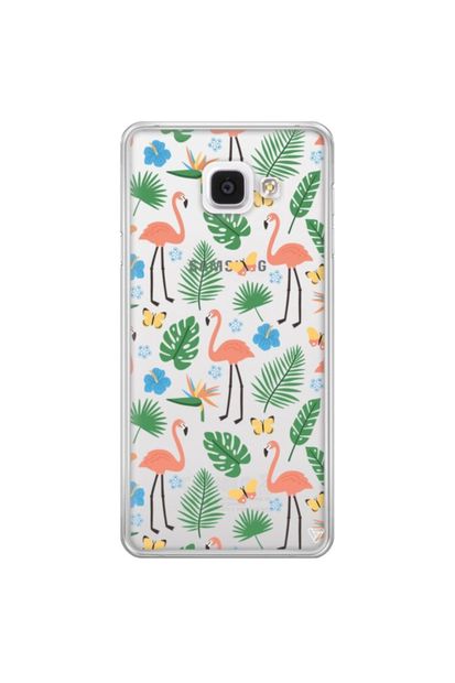 Trihed Samsung A5 2016 Şeffaf Silikon Tropik Flamingo Telefon Kılıfı - 1