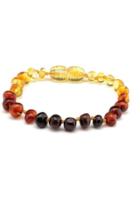 Certified Bandrolled Baltic Amber Rainbow Color Baby Girl and Boy Tooth Bracelet