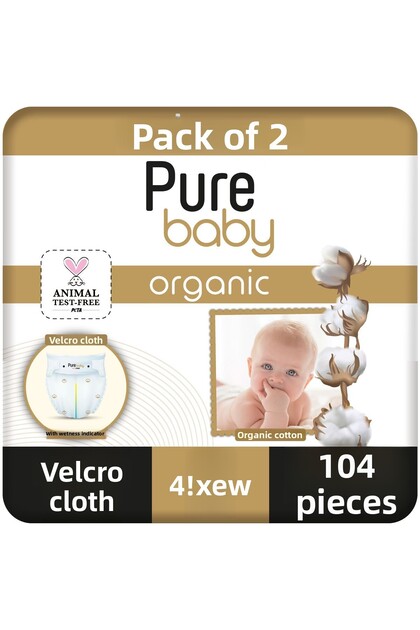Organic Cotton Velcro Cloth 2 Pack Size 4 Maxi 104 Pieces