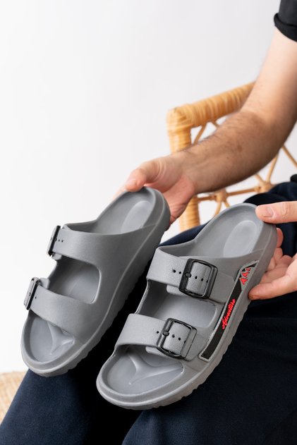 Double Buckle Non-Slip Thick Sole Soft Flexible Light Comfortable Beach Balcony Bathroom Daily Slippers
