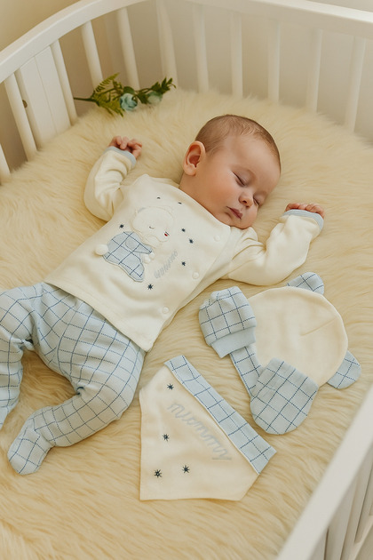 Baby Boy Tonton Ecru 5-Piece Hospital Release Newborn Set