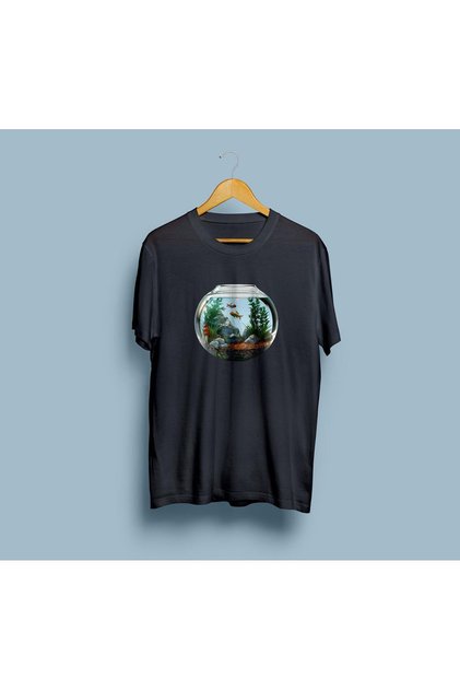 Oversize Aquarium and Fishes Design Unisex T-Shirt