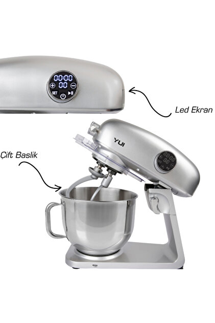 Yui M218 Easy Chef Gümüş Stand Mikser 1800w Motor Gücü 8l Kapasite