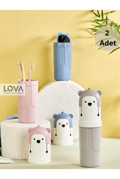 2 Adet YOGİ Çok Amaçlı Seyahat Saklama Kabı (Pembe-Krem)
