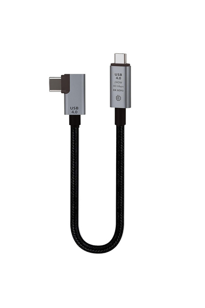 40Gbps 240W 4.0 Thunderbolt L Shape Type-C to Type-C Şarj, Data ve 8K 60Hz Data Kablosu 30 cm PD240W