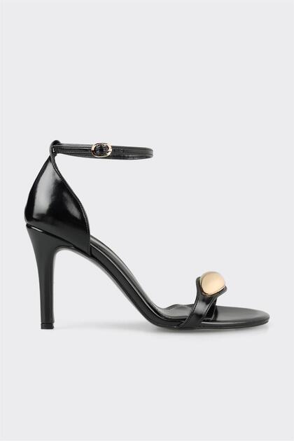 Schwarze Damensandalen mit Absatz