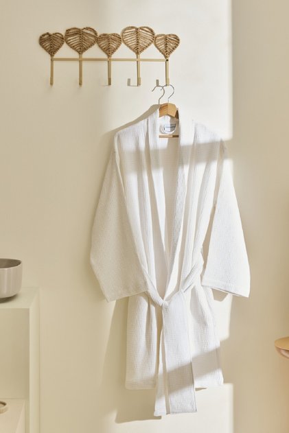 Iris Waffle Bathrobe Offwhite L-Xl