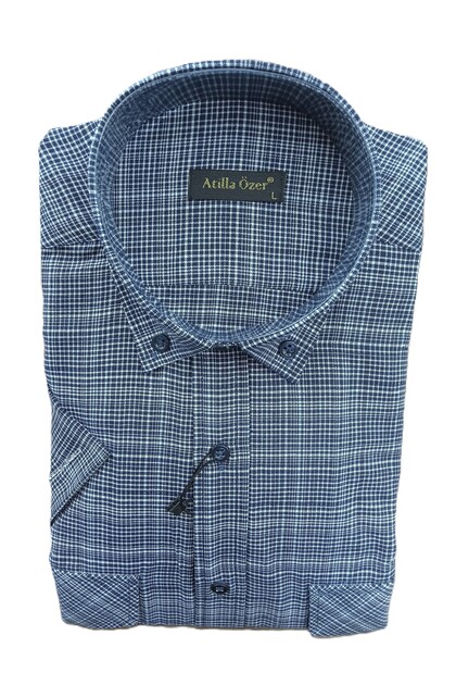 Classic Loose Casual Fit Double Pocket Pockets Cover Button Short Sleeve Men's Shirt