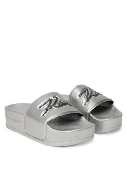 Papuci de damă argintii KARL LAGERFELD-KL80872 VSL SILVER RUBBER