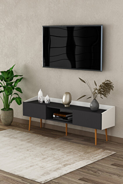 Asra Trend Modern TV Ünitesi %100 MDF Kapaklı Ayaklı Televizyon