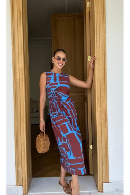 Yandan Tight, Patterned, Maxi Dress