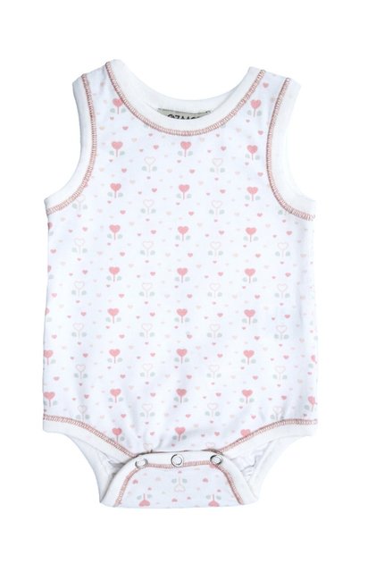 Organic Heart Patterned Sleeveless Baby Girl Tank Top Body