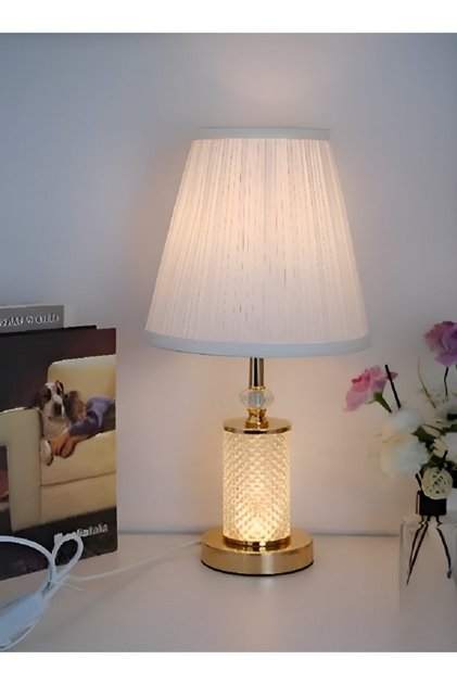 مصباح طاولة عصري بجانب السرير مع غطاء قماشي - إضاءة محيطة ناعمة لغرفة النوم وغرفة المعيشة