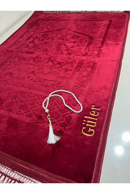 isme özel nakış işlemeli peluş seccade kişiye özel hazırlanır 120x80 cm kaymaz taban ve yumuşacık
