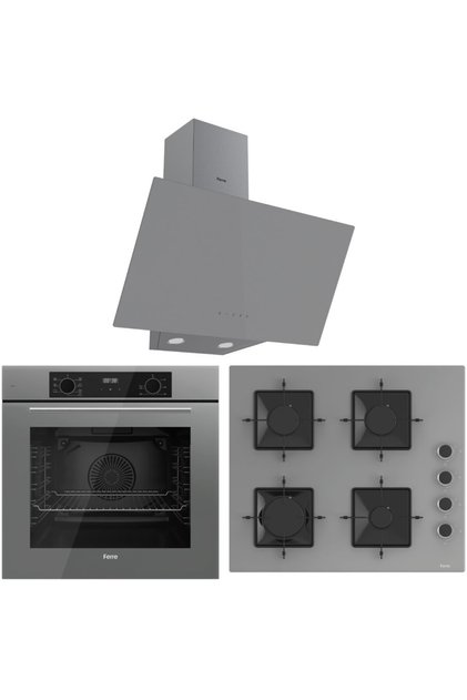 FlowArt QBL63CPR-SS208-D079 7 Prog. Dijital Turbo Ankastre Set - Gri