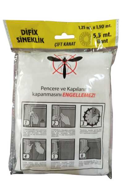 125 X 150 Cm Çift Kanat Sineklik Yapıştırma Bantlı Pencere Ve Kapıların Kapanmasını Engellemez
