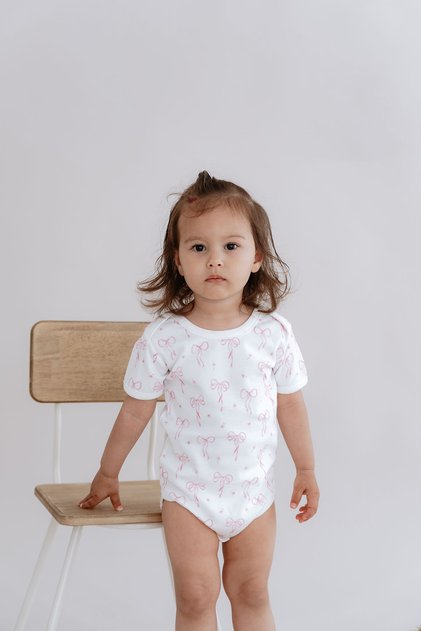 Short Sleeve Baby Body - Pureline Series - Dainty Bows