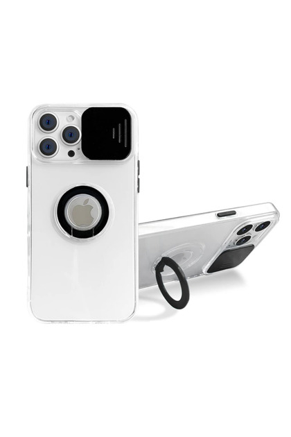 iPhone 12 Pro Max Case – Silicone Protector with Sliding Lens Cover & Ring Stand