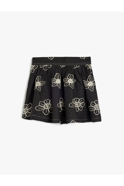 Cotton Floral Patterned A-Line Skirt