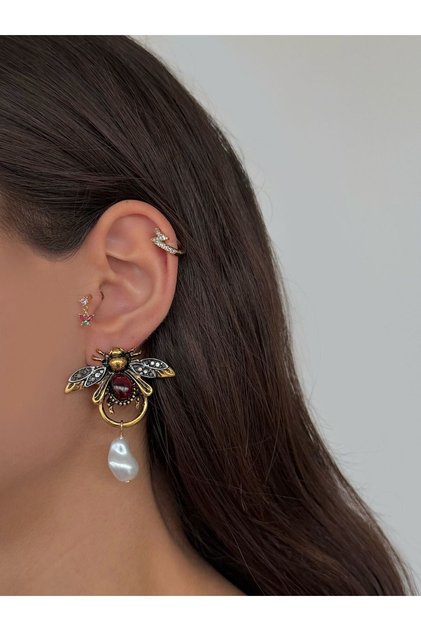 Pearl Detail Bee Earrings