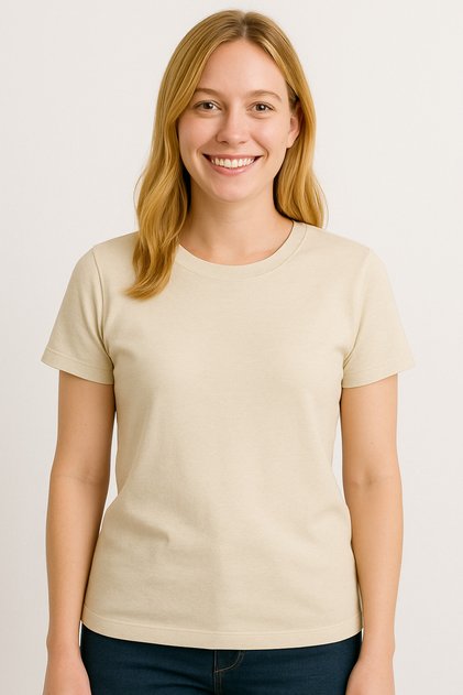 %100 Pamuk KADIN BASİC T-Shirt Düzrenk Penye Bisiklet Yaka