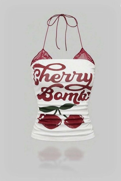 White Cherry Bomb Lace Crop Top with Additional Straps