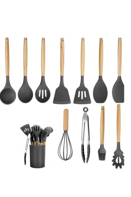 12 Pieces In 1 Set Silicone Kitchen Accessories Cooking Tools Kitchenware Silicone Utensils With Woo