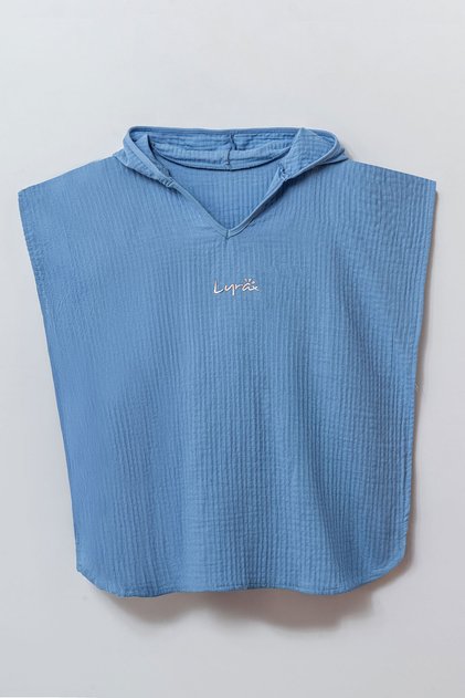 Lyrax Embossed Organic 100% Cotton Muslin Hooded Beach Towel Children Baby Pareo Poncho
