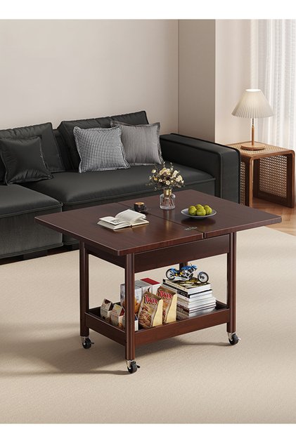 Sofa Side Table with Wheels,Coffee Table for Living Room Trolley Rack, Side Cabinet 64*53*53CM