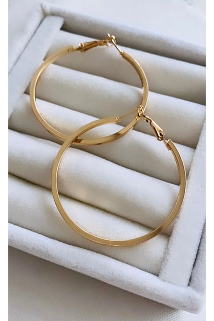 Steel Hoop Earrings Medium Size Gold