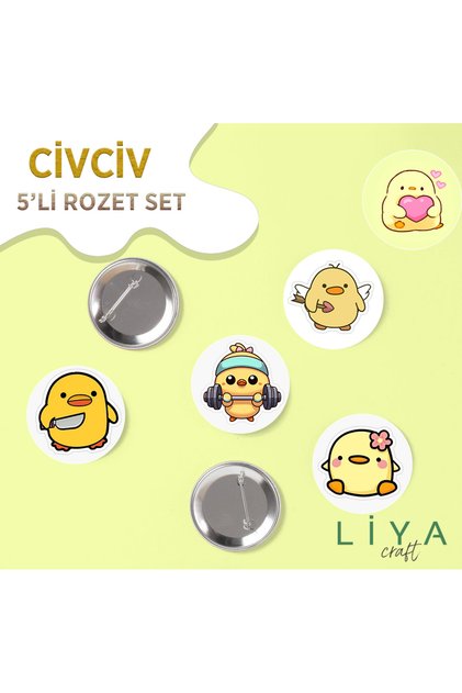 5 Adet Sevimli Civciv Rozet
