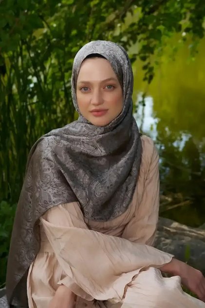 شال جاكار بنمط عرقي أنيق - بني