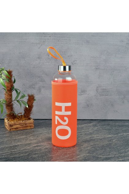 Glass Flask with Case 1000 ml Orange