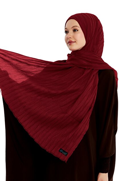 Pleated Bamboo Shawl - Claret Red
