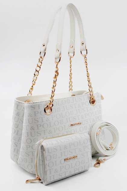 Women's New Season White Bag and Wallet Set