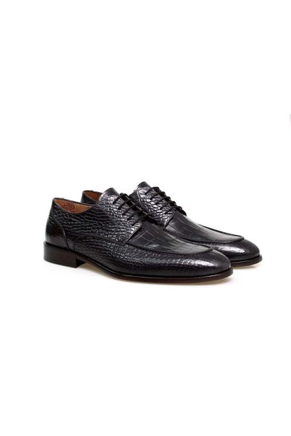 Dark Gray Color Lace up Khaki Leather Men's Shoes