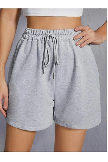 Unisex Gray Elastic Waist Pocket S-Hort