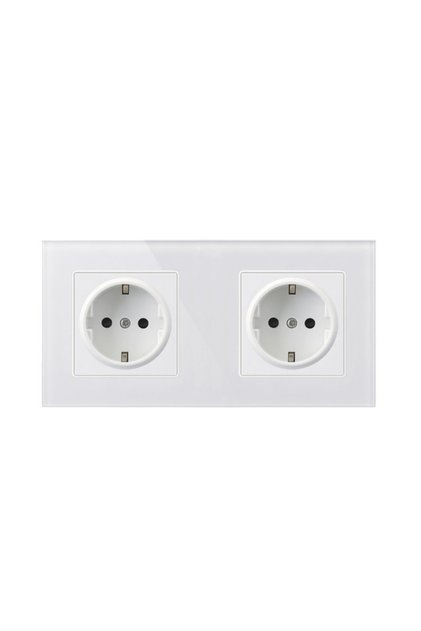 Priză ® Crystal TS2, dublă, sticlă securizată, culoare alb înghețat, 16A