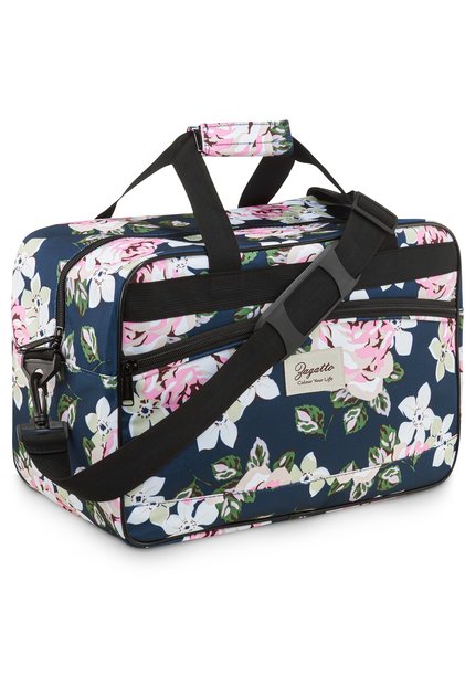 Geantă de cabină 20L, albastră cu imprimeu floral, 40x20x25 cm, compatibilă cu Wizz/Ryanair, ZG829
