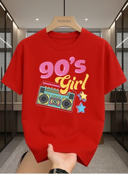 90's Girl Printed Unisex Crew Neck Cotton Oversize Boyfriend T-Shirt