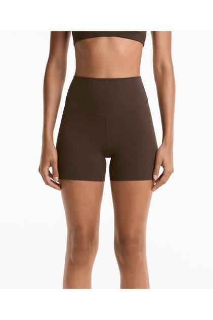 yüksek bel toparlayıcı esnek kumaş, kadın spor taytı 10 cm comfortlux high rise hot pants