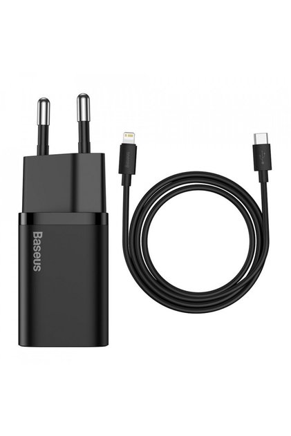 Super Si wall charger with Type-C to Lightning cable, PD, 20W, (TZCCSUP-B01) - Black