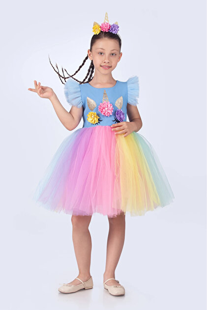 vestitino Unicorn Girl's Birthday and Party Dress- Trendyol