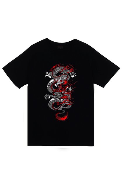 Dragon Printed Unisex 100% Cotton Black T-Shirt