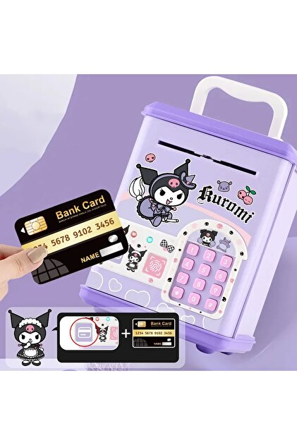 MJ TOYS Sanrio Kawaii Kuromi Elektronik Şifreli Kumbara Atm