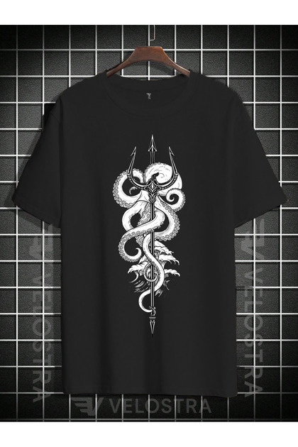 Unisex Poseidon's Spear Printed Oversize T-Shirt