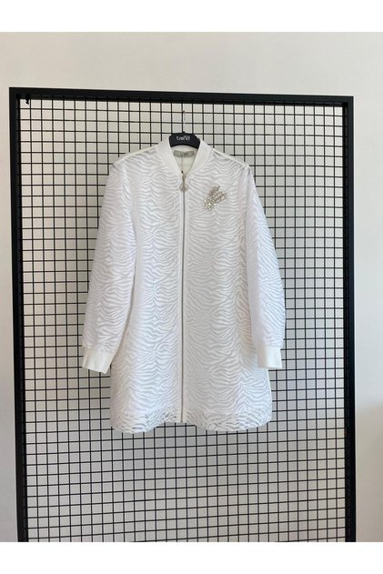 Broşlu-Astarlı-Boydan Fermuarlı Tunik-25YT418