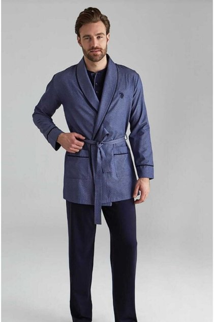 5-Piece Indigo Groom's Suit with Dressing Gown